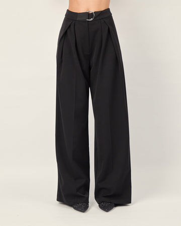 Black buckle palazzo