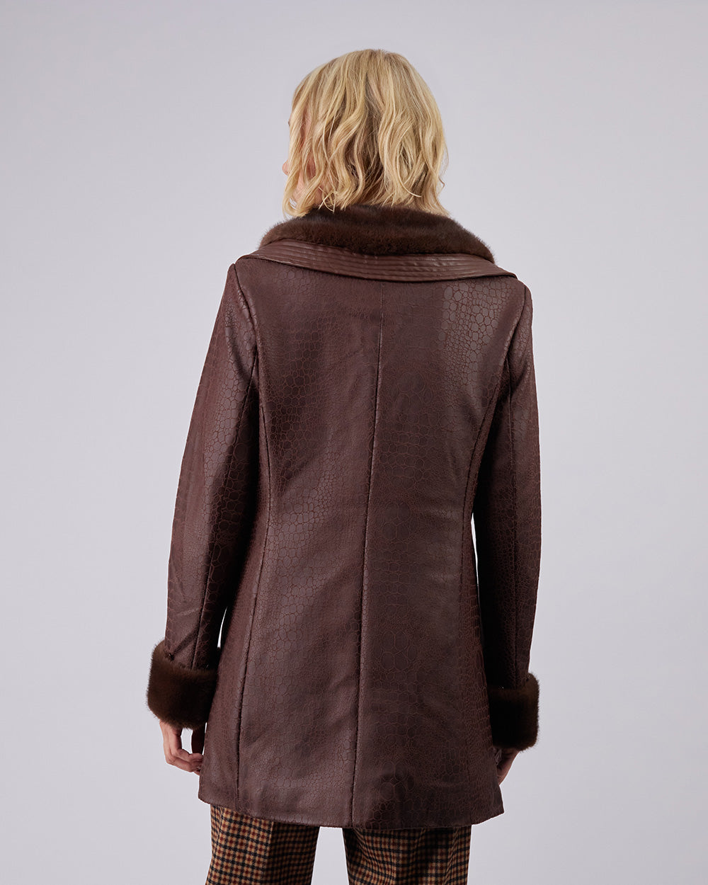 Brown Vegan Leather Coat