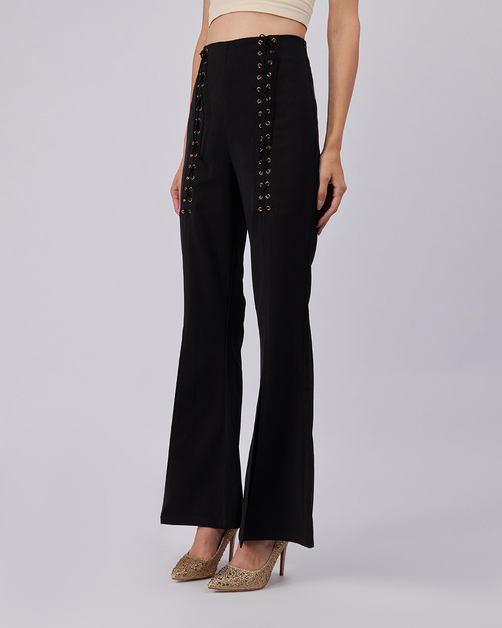 Black Bell-Leg Trousers