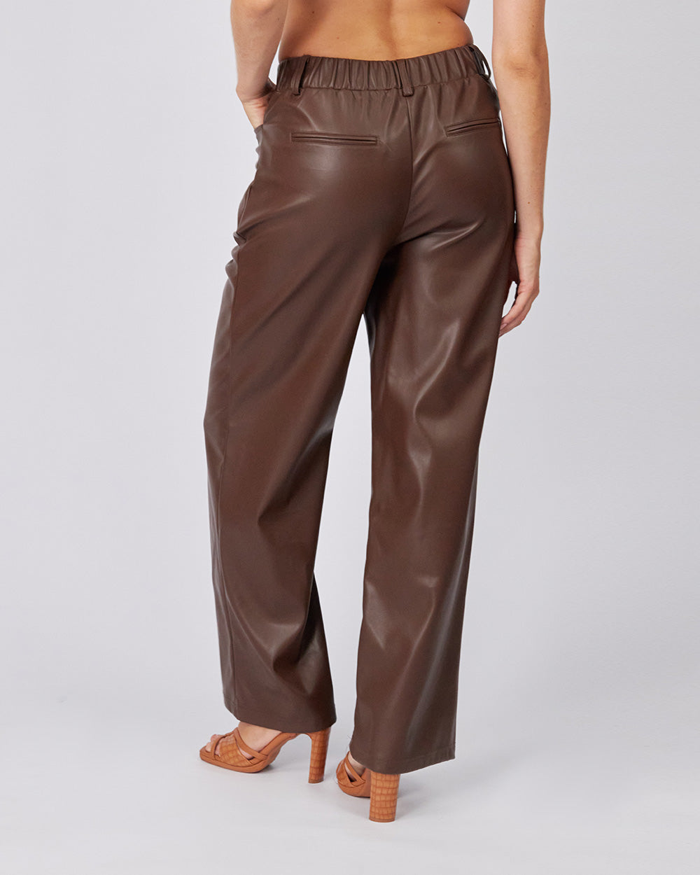 Brown Vegan Leather Pants