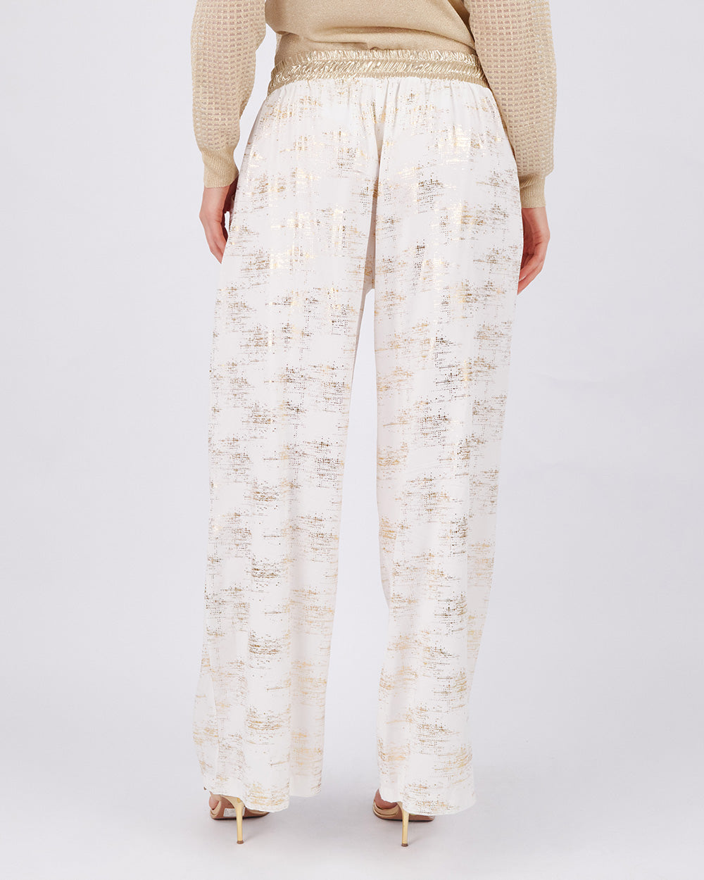 Cream Pants With Gold Foile