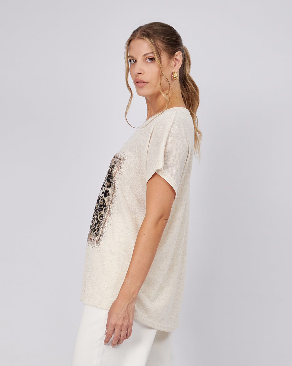 Cream Animal Print Blouse
