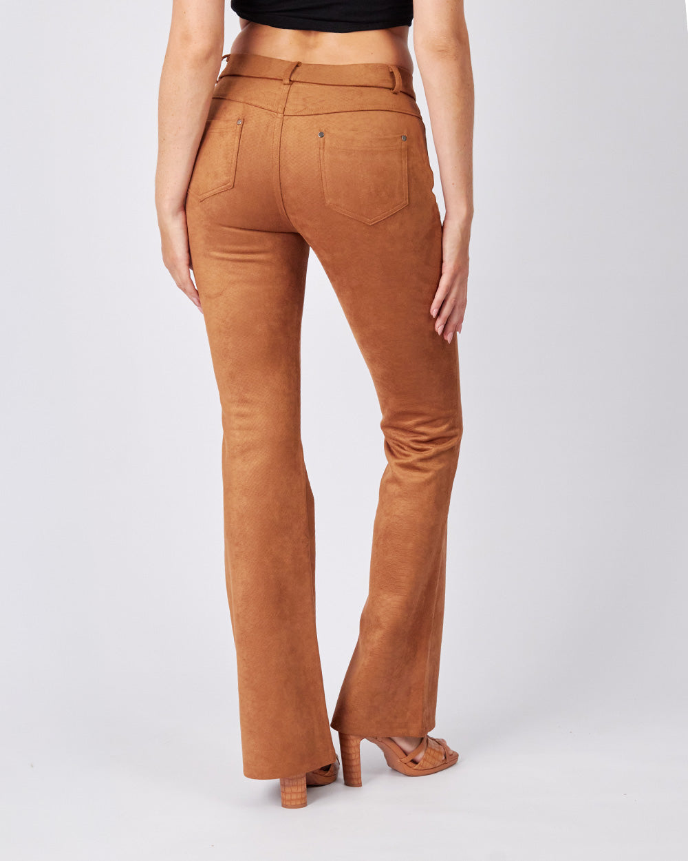 Camel Velvet Bell-Flated Trousers