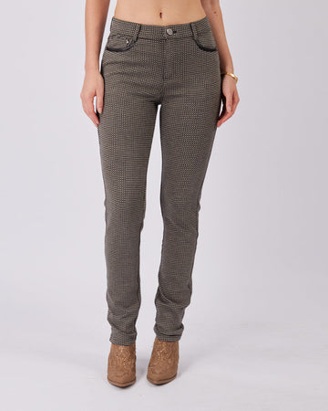 Black/Beige Tweed Pant X-Shaped Pattern