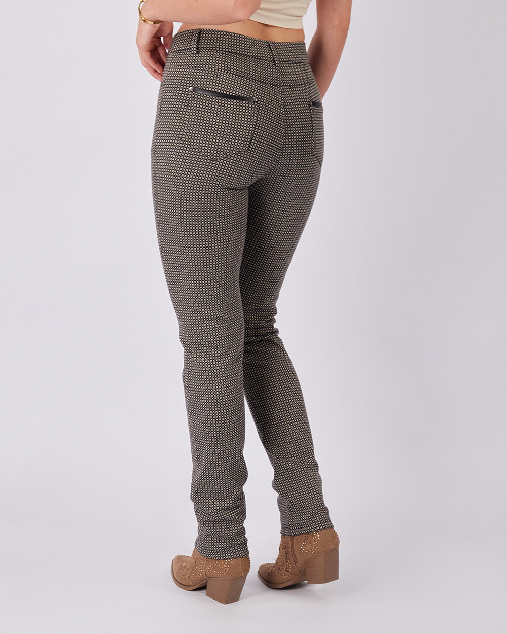 Black/Beige Tweed Pant X-Shaped Pattern