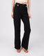 Black Denim Pants Flower Buttons