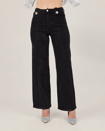 Black Denim Crystal Push Up Jeans