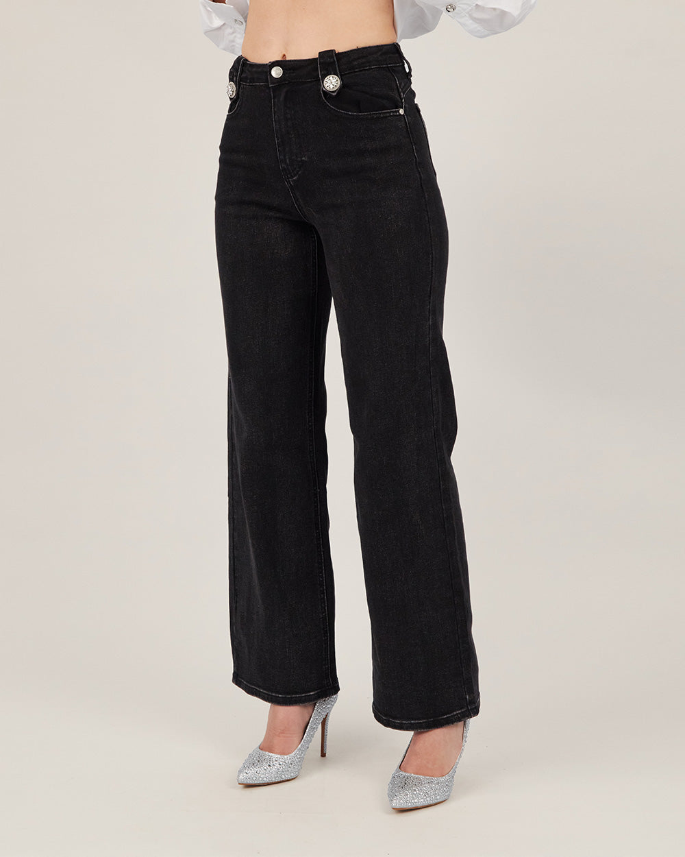 Black Denim Crystal Push Up Jeans