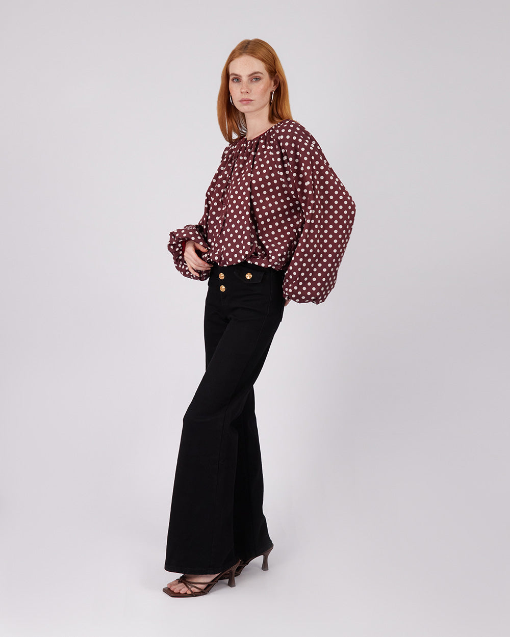 Black Denim Pants Gold Buttons