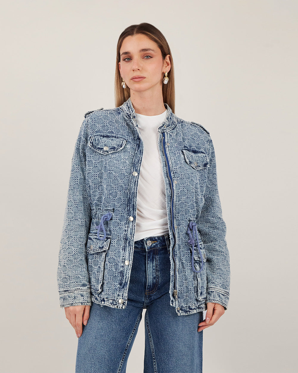 Long Washed Blue Denim Jacket