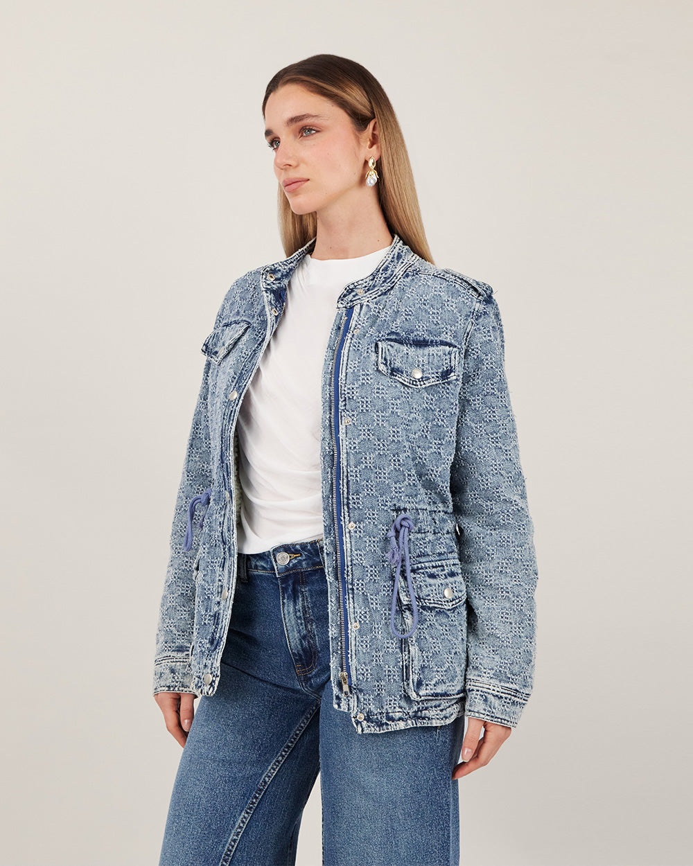 Long Washed Blue Denim Jacket
