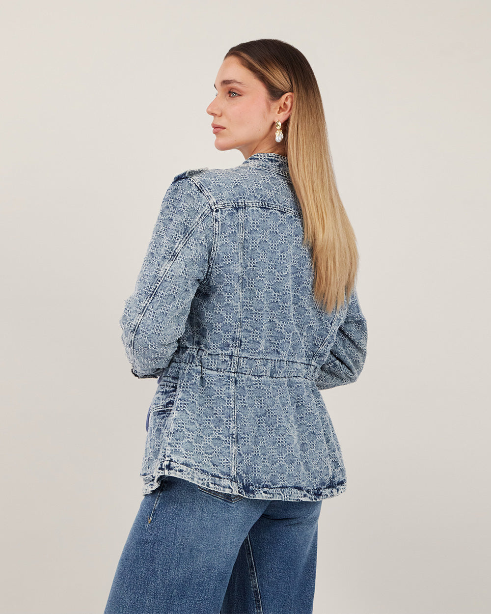 Long Washed Blue Denim Jacket