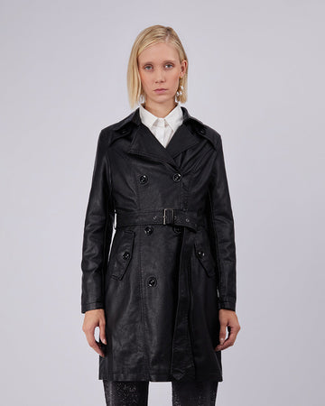 Black Vegan Leather Trench