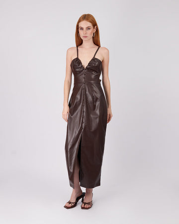 Brown Vegan Leather Dress