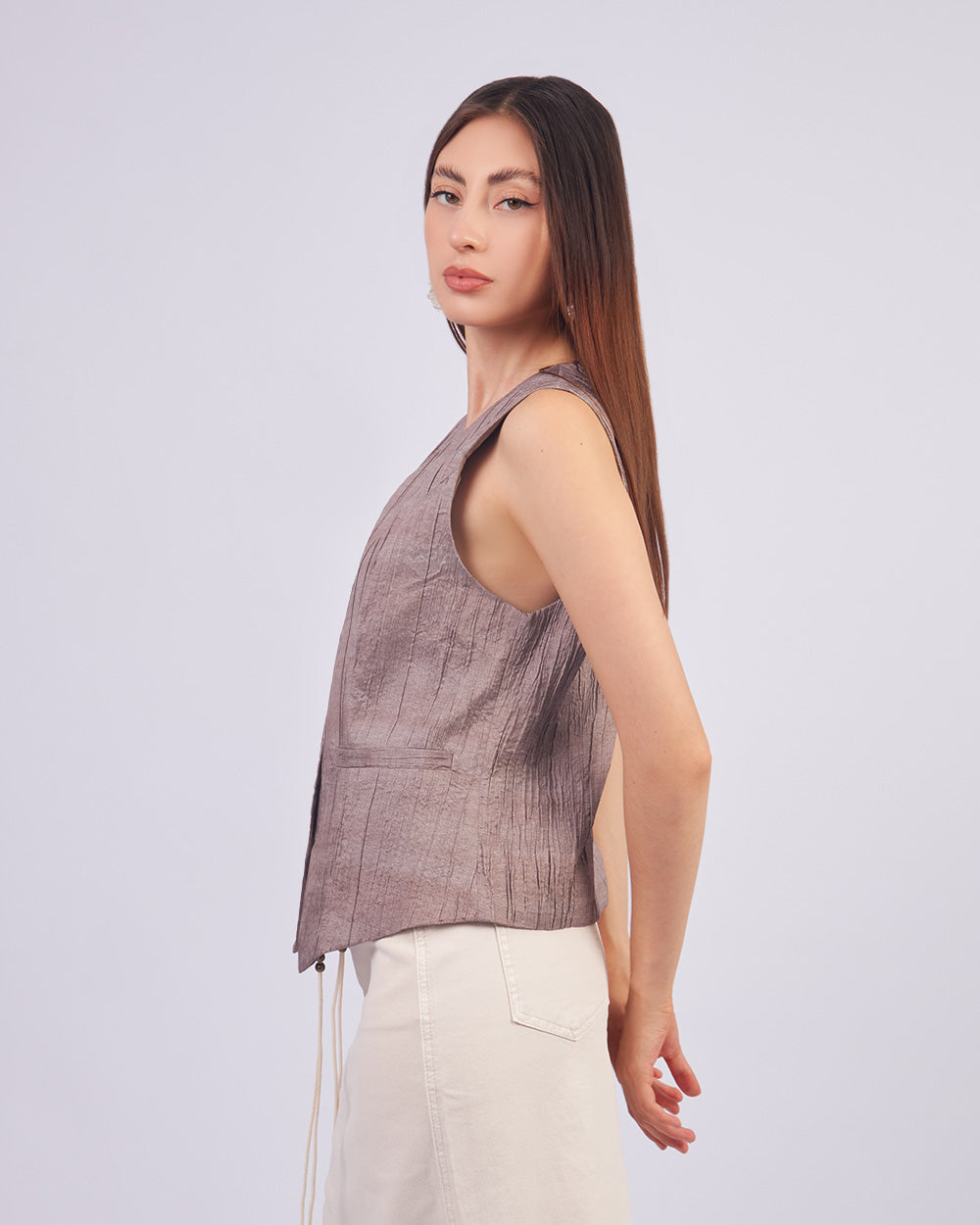 Brown Ribbed Vest