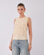 Cream Knitted Vest Floral Pattern