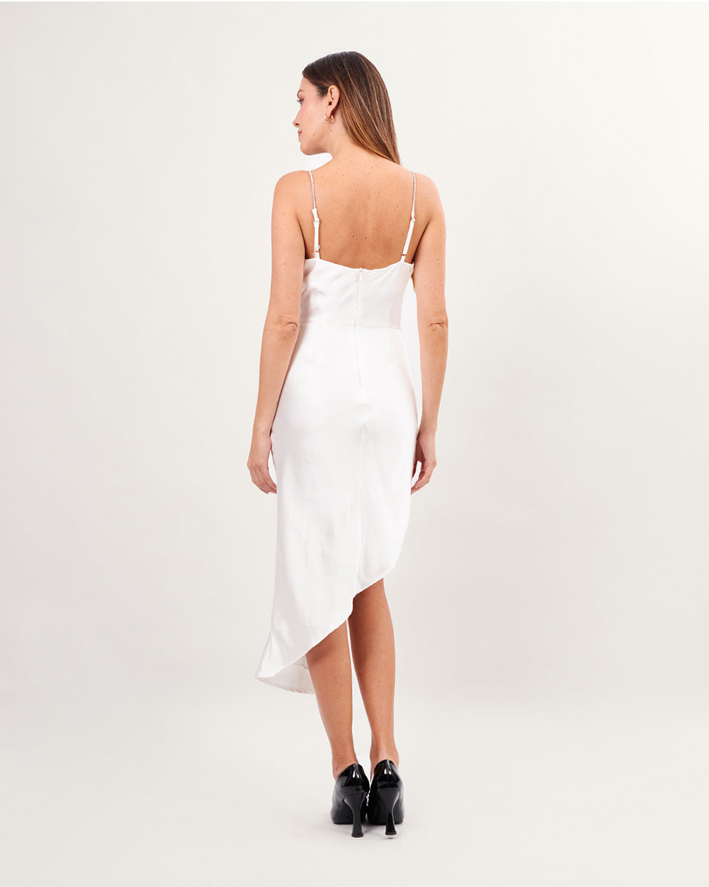 White sleeveless midi dress