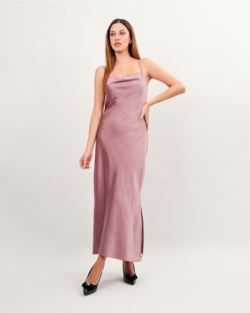 Mauve sleeveless long dress