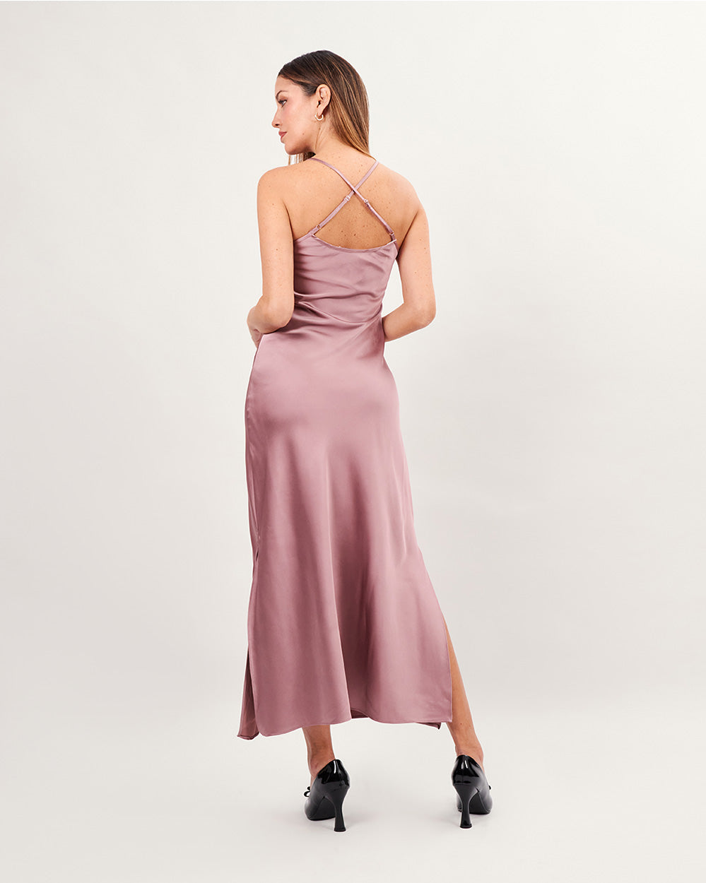 Mauve sleeveless long dress