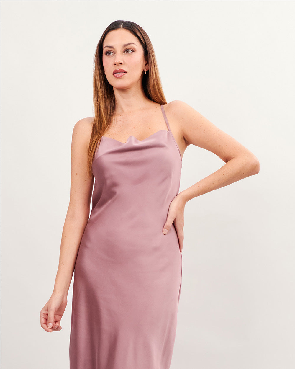 Mauve sleeveless long dress