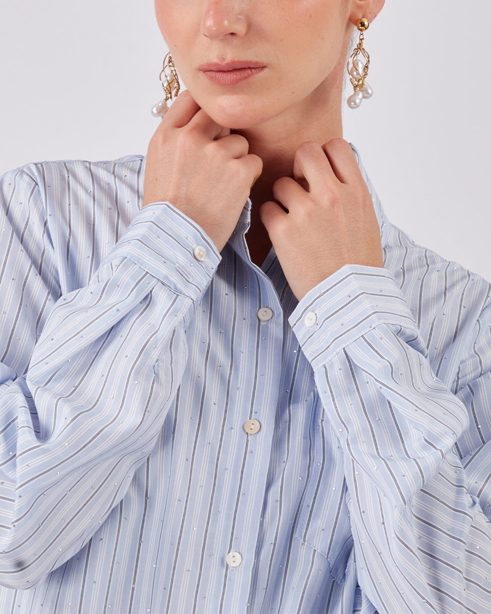 Sparkle Light Blue Striped Shirt