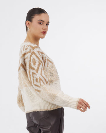 Beige Pearl Stone Sweater