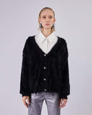 Black Cardigan With Silver Buttons