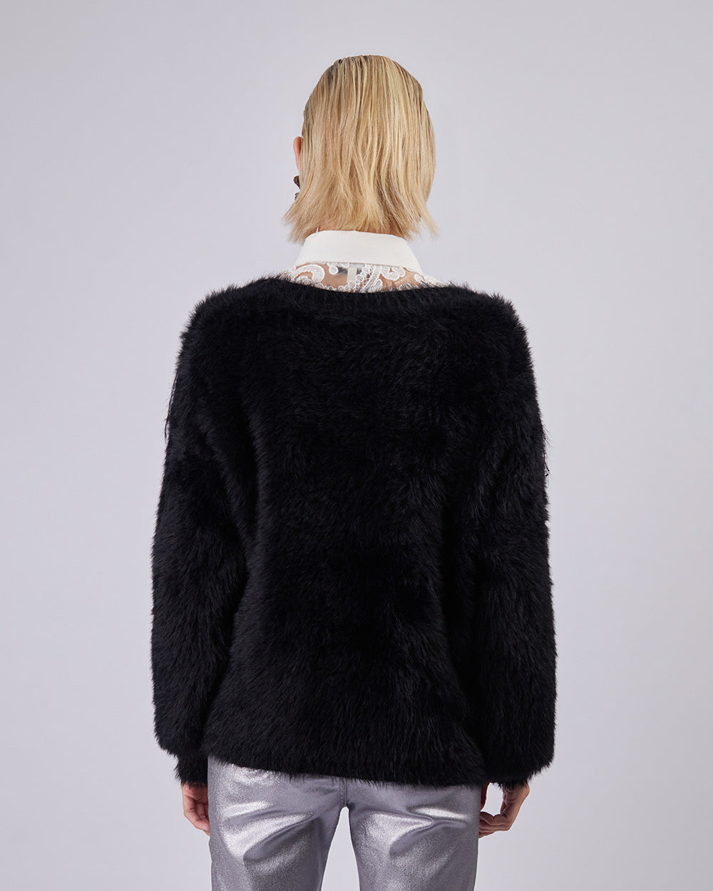 Black Cardigan With Silver Buttons