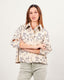 Beige linen jacket with blue brocade and gold buttons