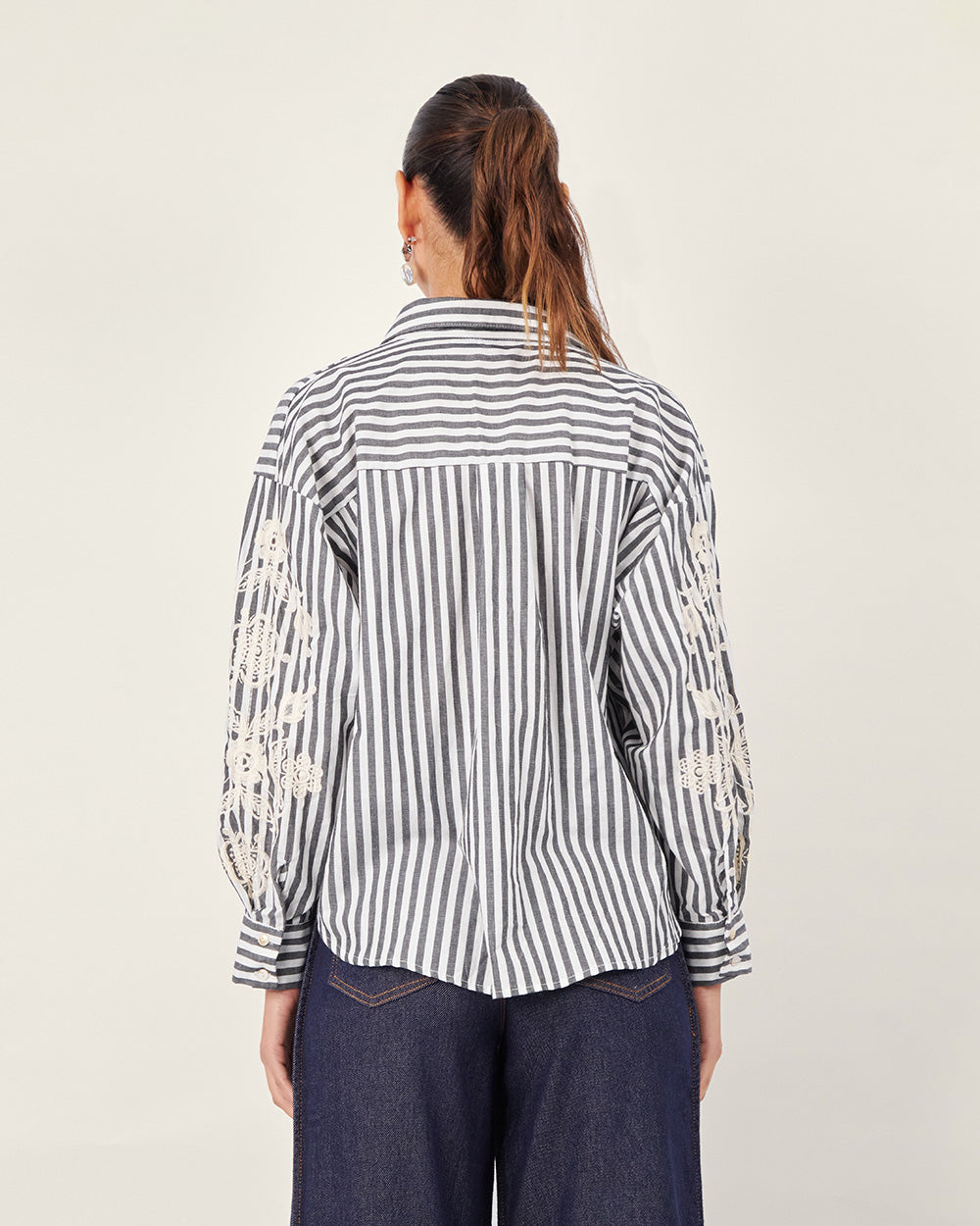 White shirt with black stripes