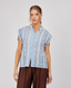 Light Blue Blouse Neru Collar