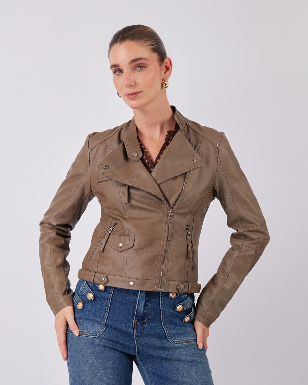 Brown Jacket Neru Collar