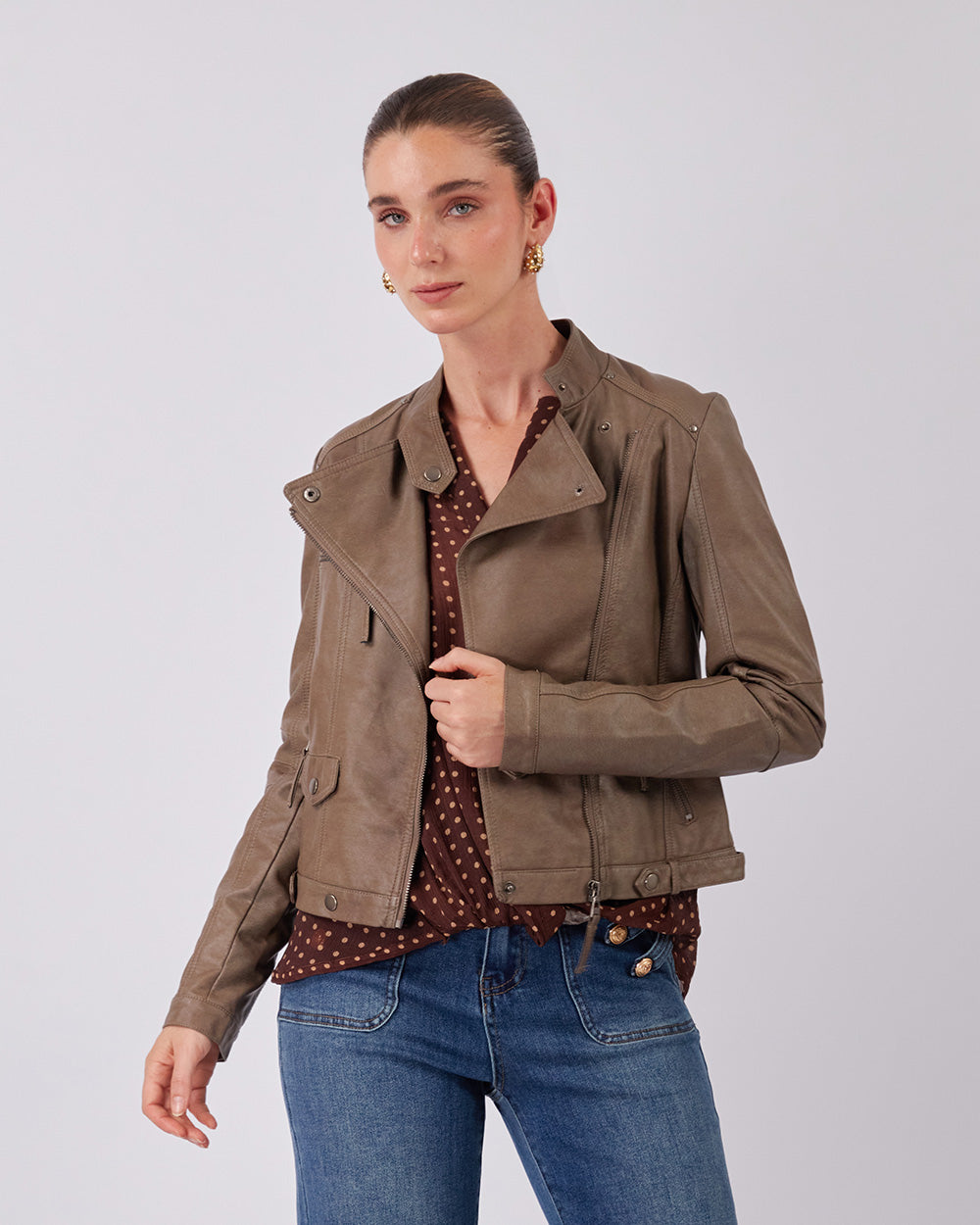 Brown Jacket Neru Collar