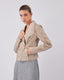 Beige Vegan Leather Crop Jacket