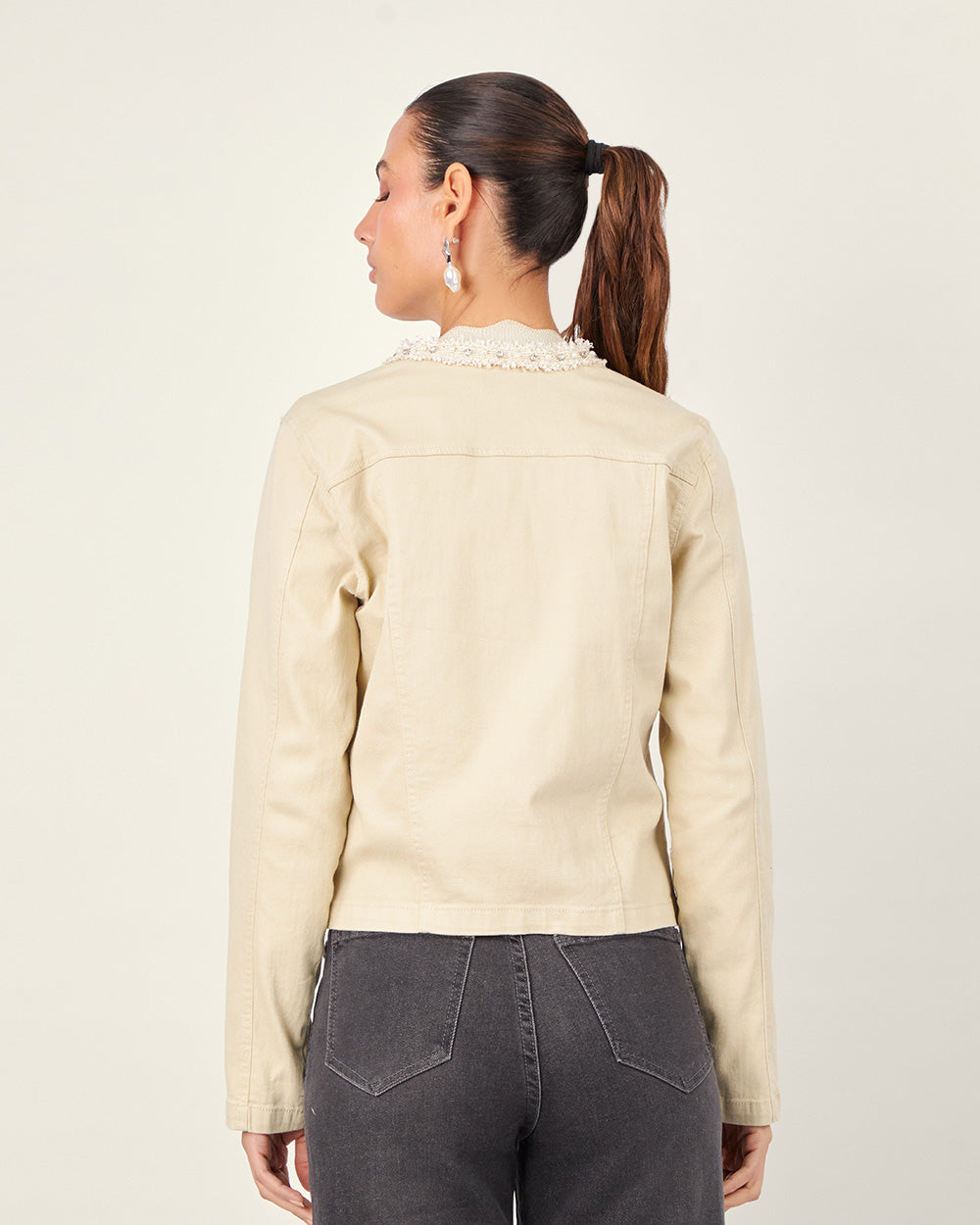Beige Jacket with Faux Pockets