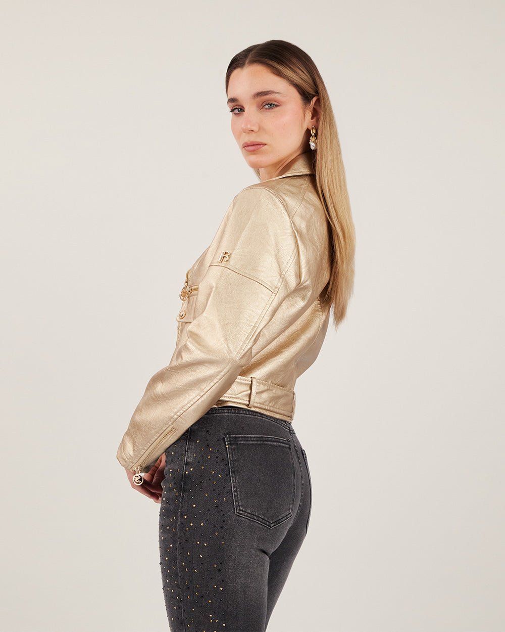 Gold Foil Crop Jacket