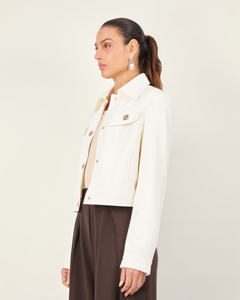 Cream golden button jacket