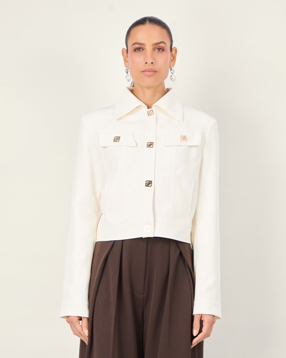 Cream golden button jacket