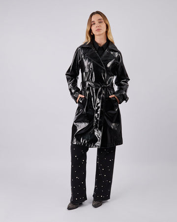 Black Trench Coat With Belt