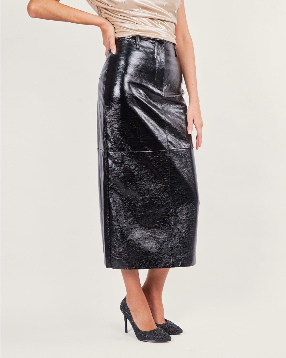 Black vinyl skirt