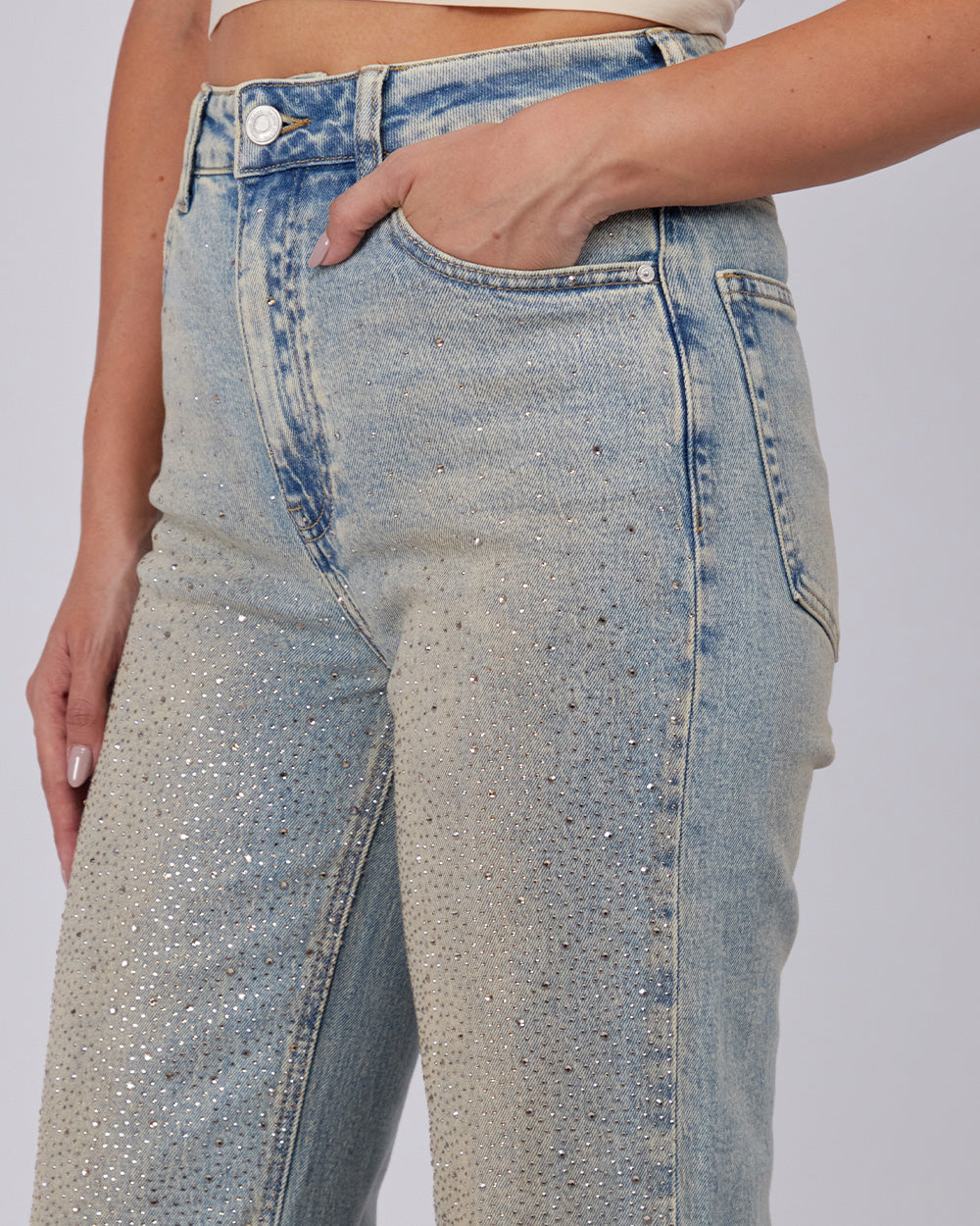 Sparkle Light Blue Denim Pants