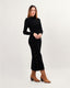 Black high neck knit midi dress