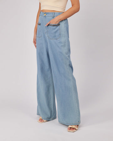 Light Blue Pants Rhinestones