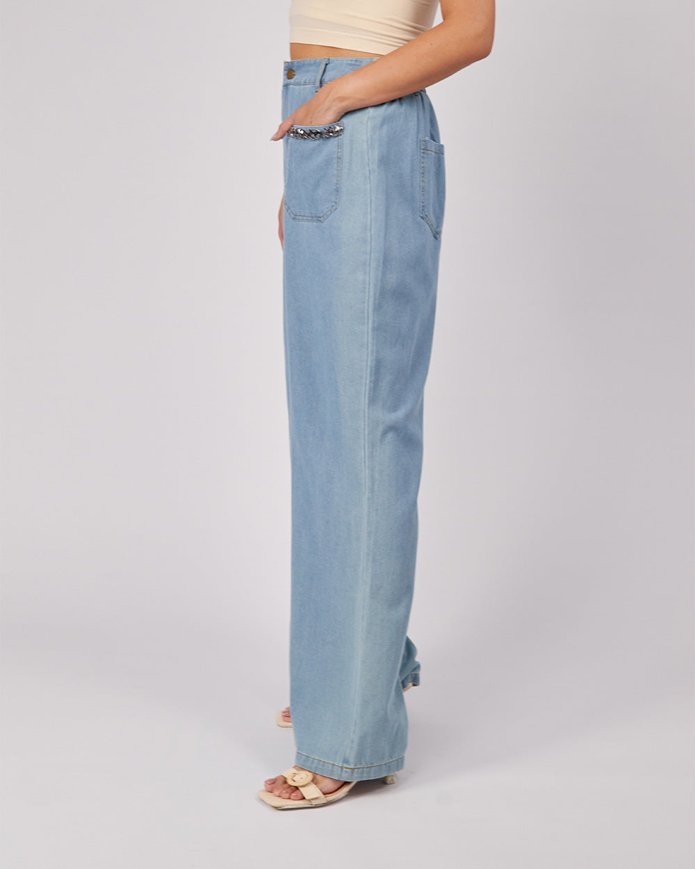 Light Blue Pants Rhinestones