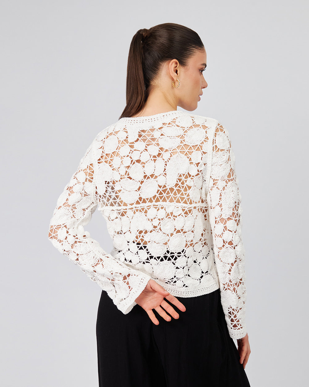 Cream Knitted Cardigan Round Neck