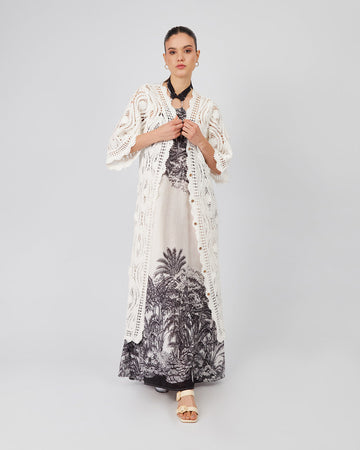 White Knitted Dress V-Neck