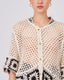 Cream Knitted Cardigan Shirt Collar