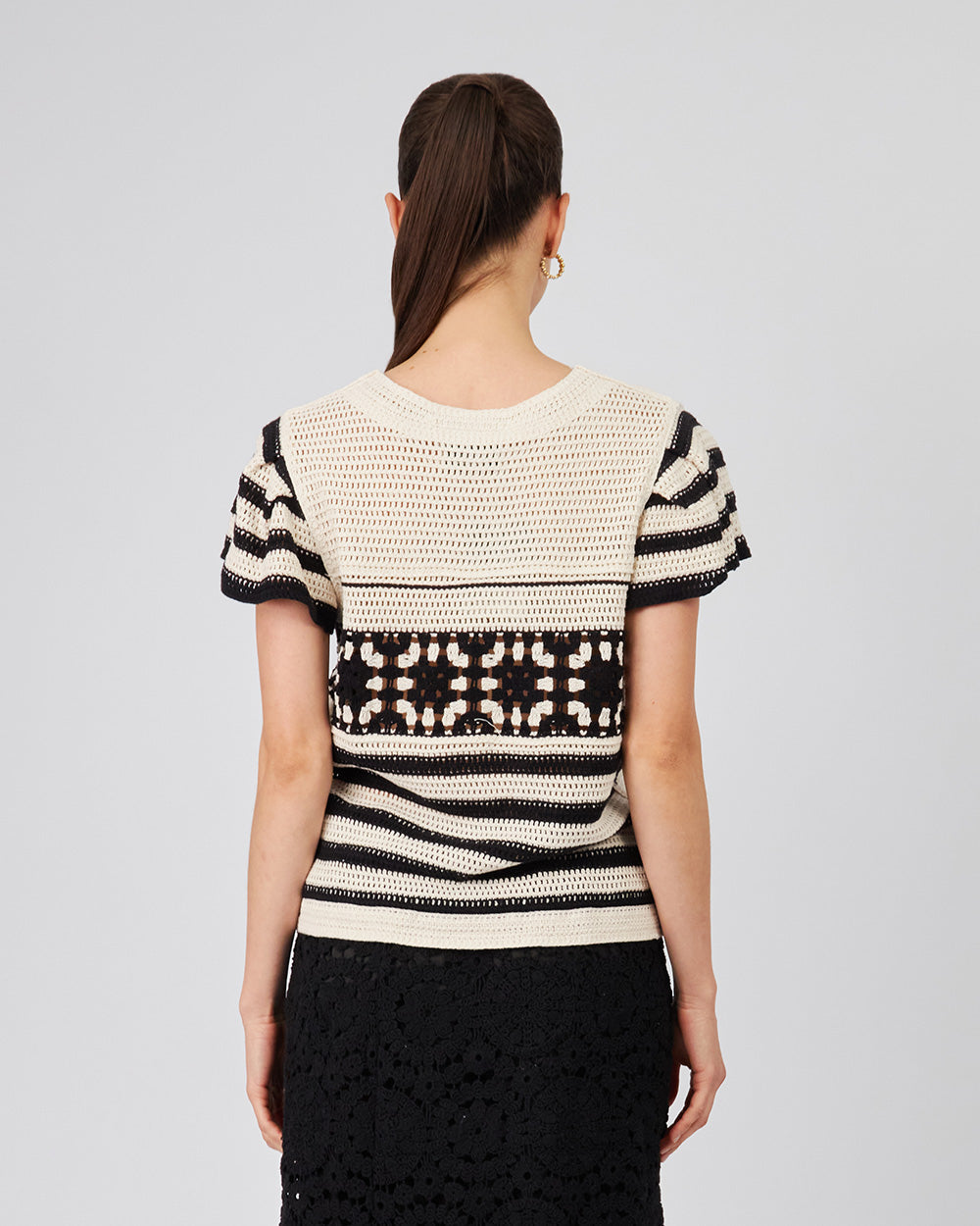Cream Blouse Black Stripes
