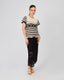 Cream Blouse Black Stripes