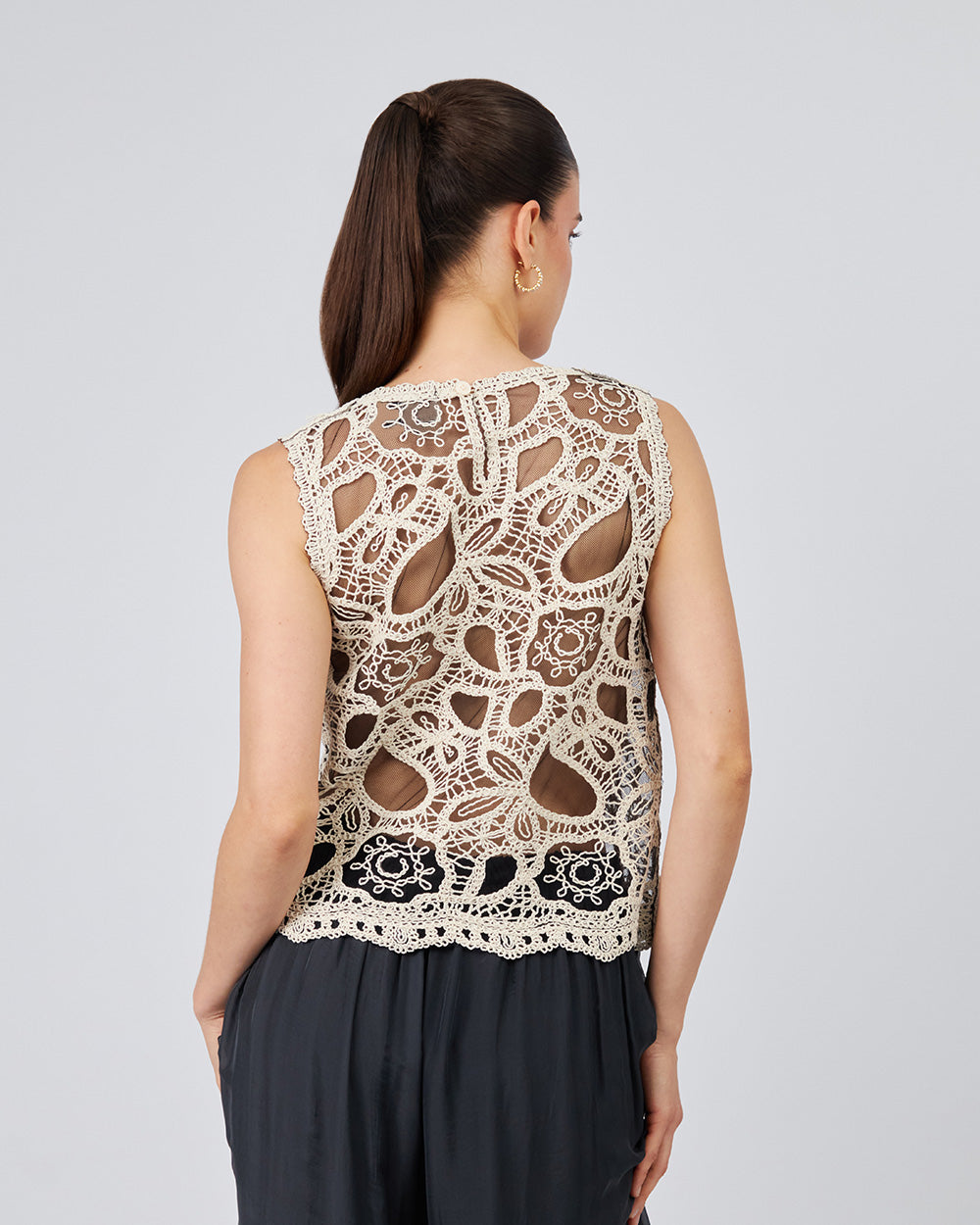 Cream Knitted Top Black